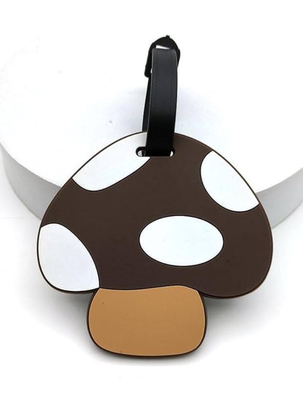 Mushroom Luggage Tag - Brown, White